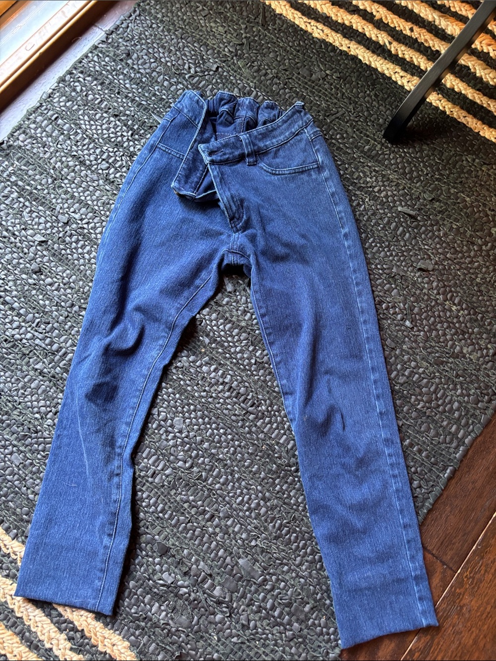 High-Waist Dark Blue Denim Tapered Jeans